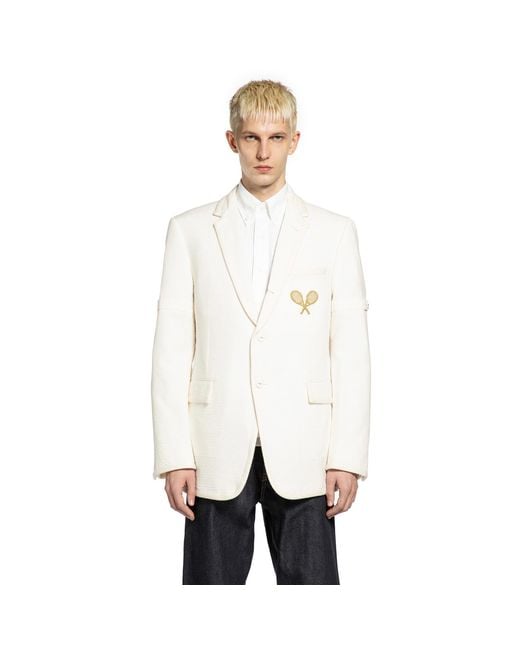 Thom Browne White Wide Shoulder Blazer for men