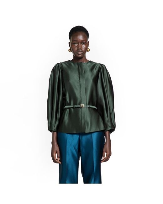 Fendi Green Duchesse Satin Jacket