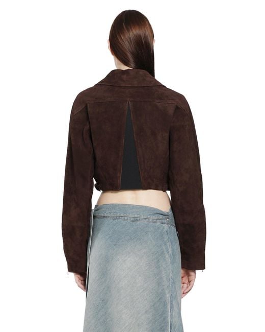 Alaïa Brown Suede Cropped Biker Jacket