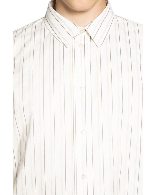 Saint Laurent White Cassandre Striped Shirt for men