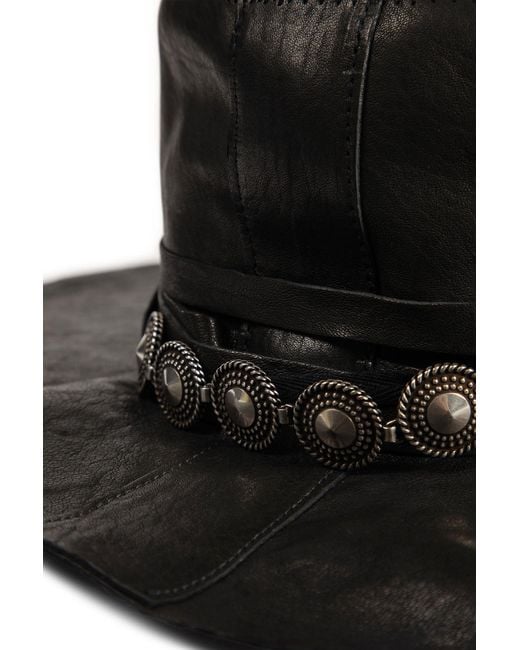 Ann Demeulemeester Black Aril Small Leather Hat With Studs