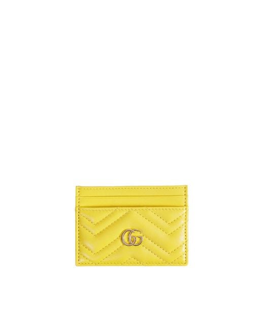 Gucci Yellow Gg Marmont Card Case