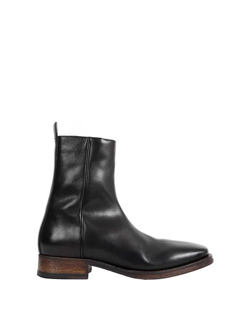 Acne Black Leather Ankle Boots for men