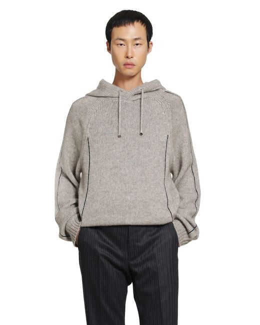 Giorgio Armani Gray Alpaca Wool Knit Hoodie for men