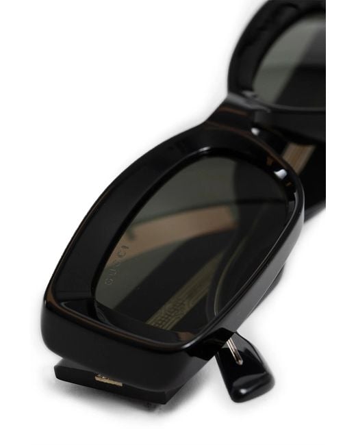 Gucci Black Rectangular Acetate Sunglasses