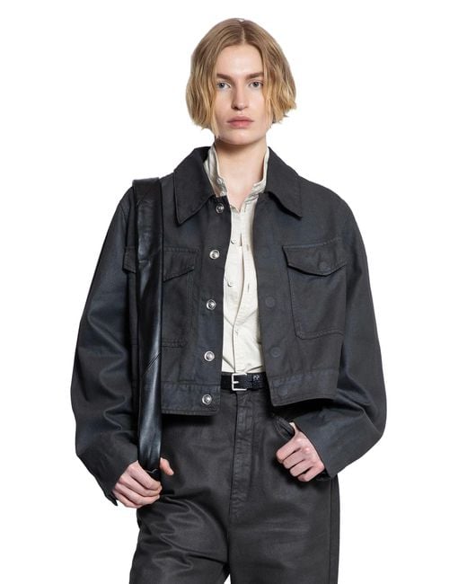 Lemaire Blue Trucker Jacket Shiny Coated Denim