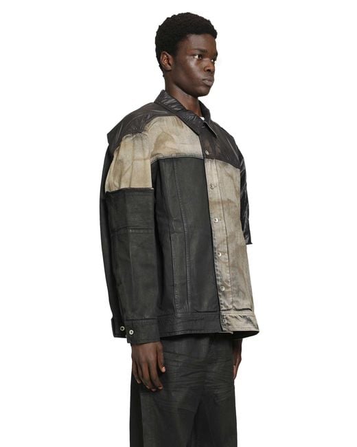 Rick Owens Black Jumbo Worker Patchwork Jacket for men