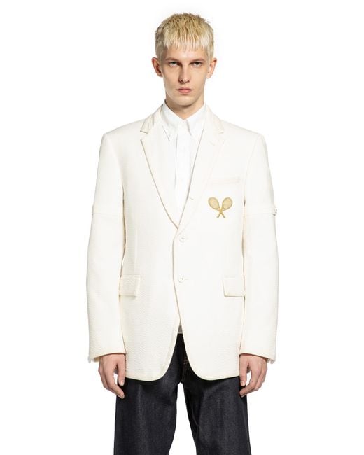 Thom Browne White Wide Shoulder Blazer for men