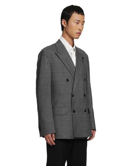 Lardini Gray Prince Of Wales Double-Breasted Blazer for men