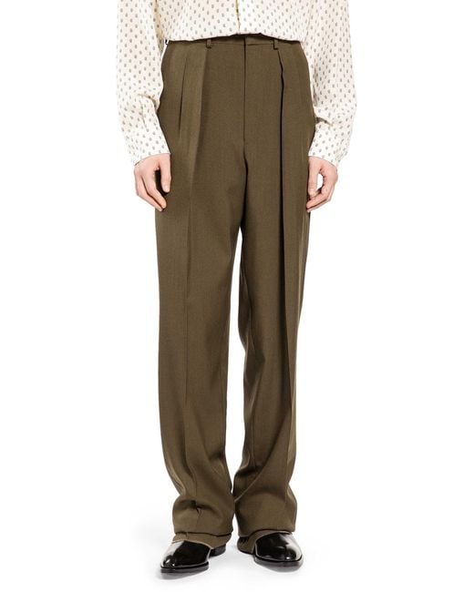 Tom Ford Green Double Pleat Trousers for men