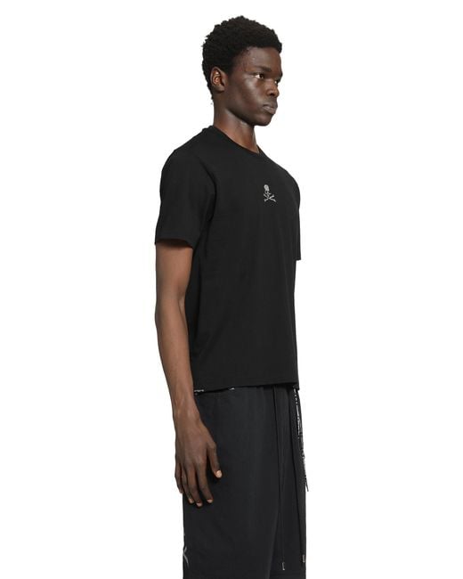 MASTERMIND WORLD Black Rhinestone Cotton T-Shirt for men