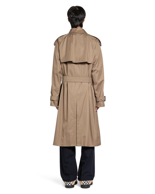 Burberry Brown Long Gabardine Trench Coat for men