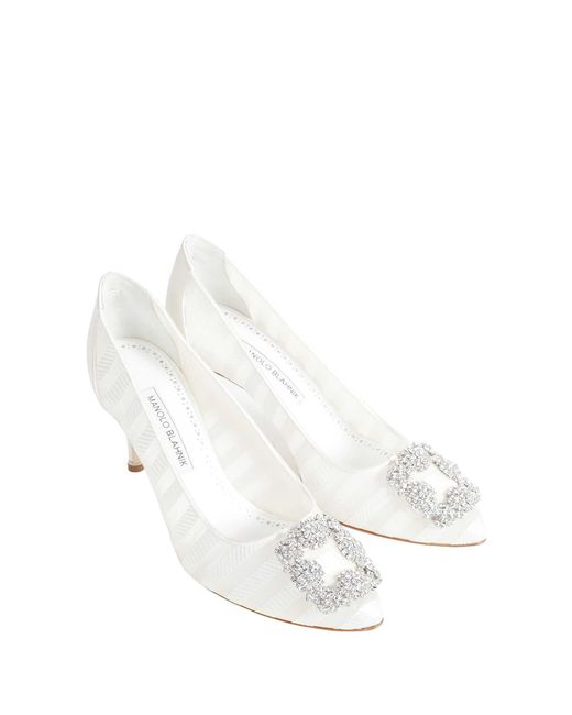 Manolo Blahnik White Hangisila Pumps