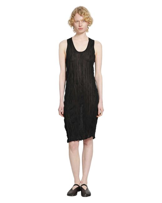Totême Black Crinkled Knit Tank Dress