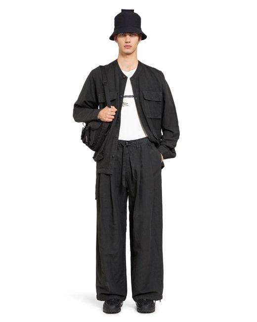 Maharishi Black Hemp Pleated Track Pants for men