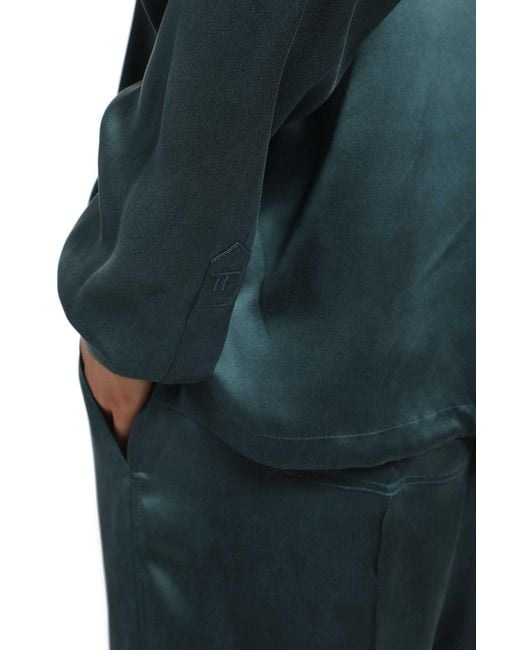 Tom Ford Blue Silk Satin Polo