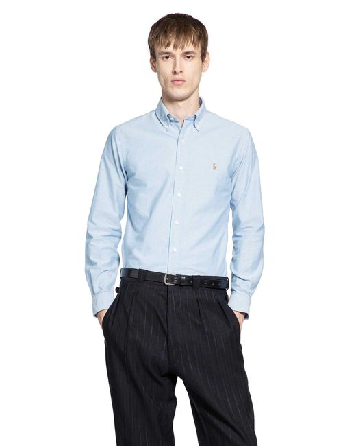 Polo Ralph Lauren Custom Fit Oxford Shirt in Blue for Men | Lyst
