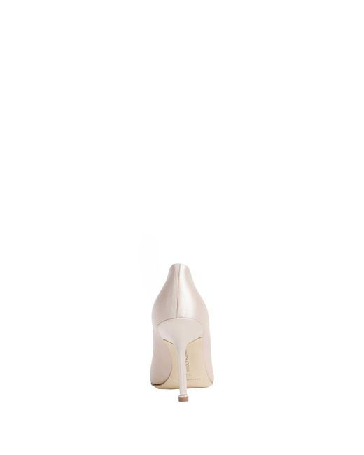 Manolo Blahnik White Hangisi 90 Satin Jewel Buckle Pumps