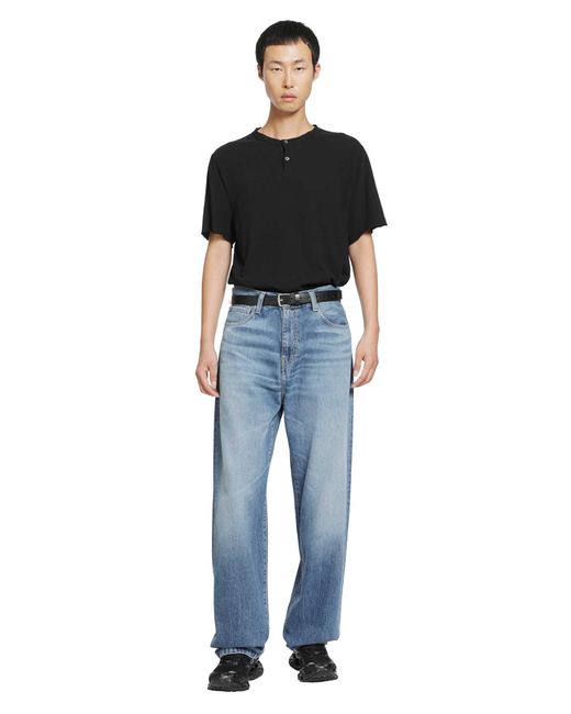 James Perse Black Slub Jersey Short Sleeve Henley T-Shirt for men