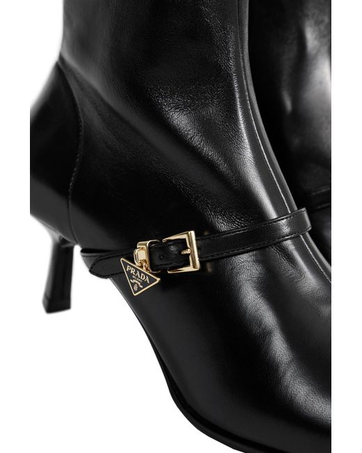 Prada Black Stretch Nappa Leather Ankle Boots