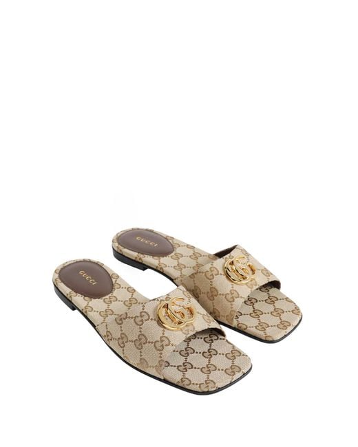 Gucci White Double G Slides