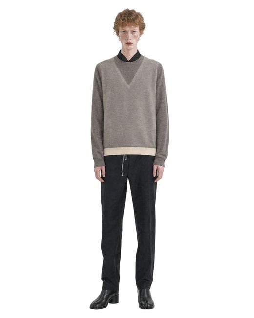Maison Margiela Gray Fused Knit Wool Crewneck Sweater for men