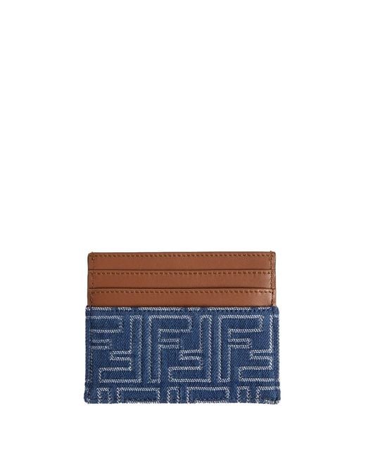 Fendi Blue Ff Denim And Leather Cardholder for men