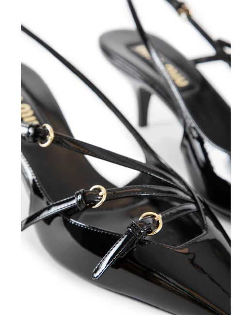 Miu Miu Black Patent Leather Slingbacks With Buckles