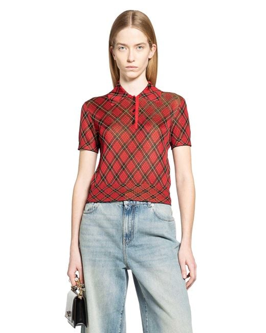 McQueen Red Microcheck Polo Jersey