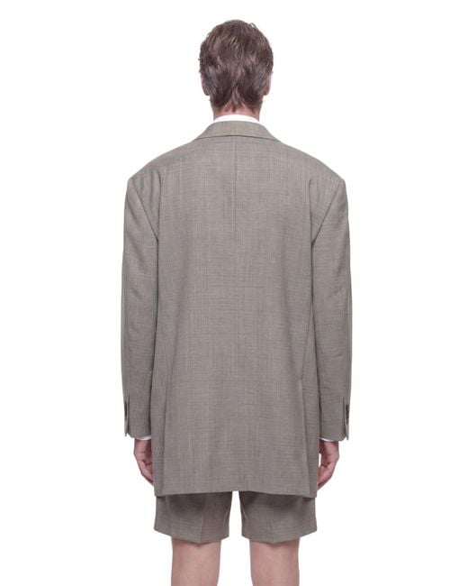 Hed Mayner Gray Double-Breasted Wool Blazer for men