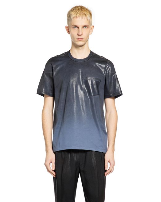 Maison Margiela Blue Foiled Cotton Jersey Pocket T-Shirt for men