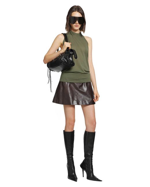 Balenciaga Black Leather Mini Skirt