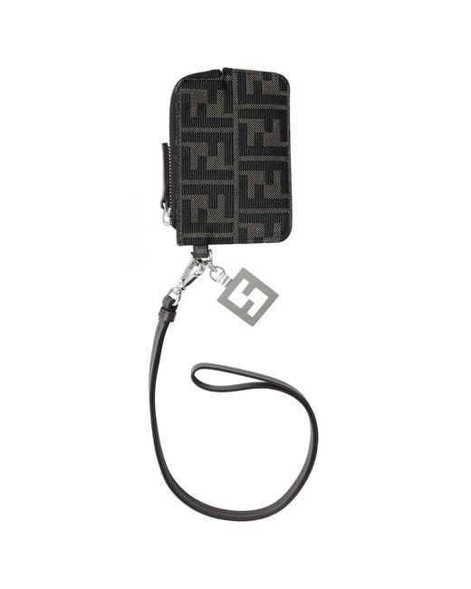 Fendi Black Jacquard Card Holder for men