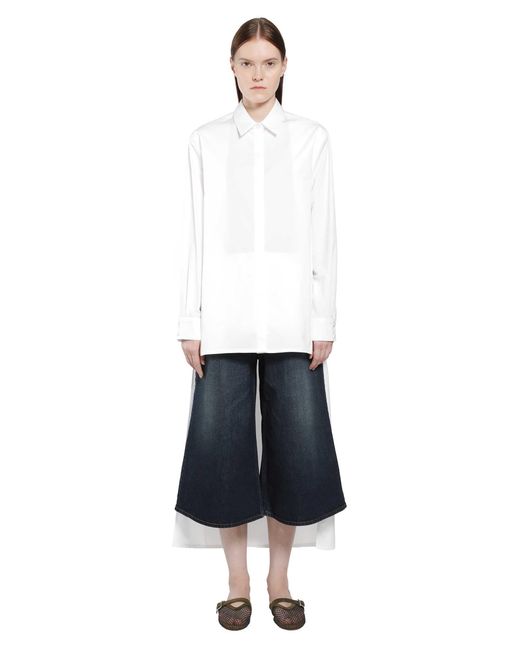 Alaïa White Asymmetric Cotton Poplin Shirt