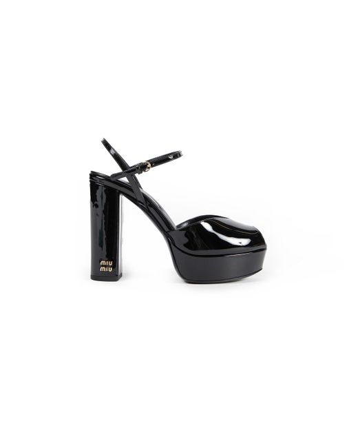 Miu Miu Black Patent Leather Sandals