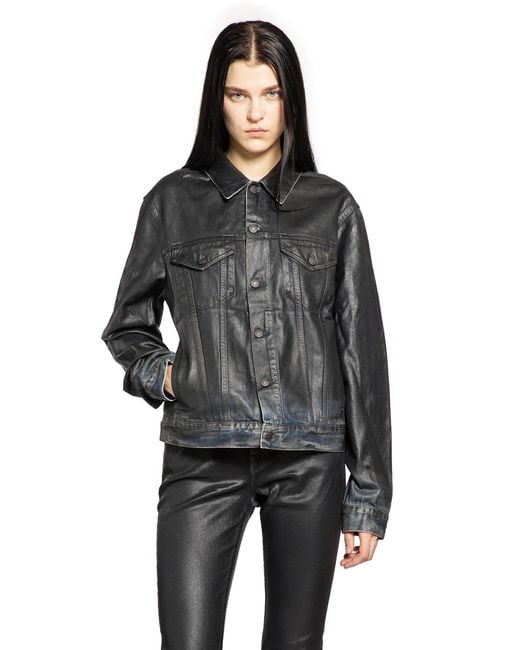 Acne Black Coated Denim Jacket