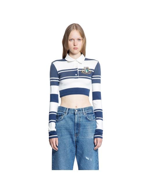 Acne Blue Cropped Varsity Polo Shirt