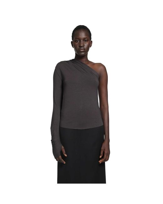 Thom Krom Black Stretch Viscose Off-Shoulder Top