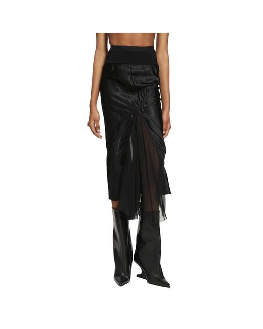 Rick Owens Black Temple A-Line Bias Skirt