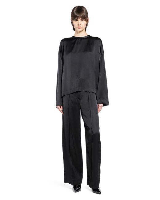 Totême Black Boxy Satin Top