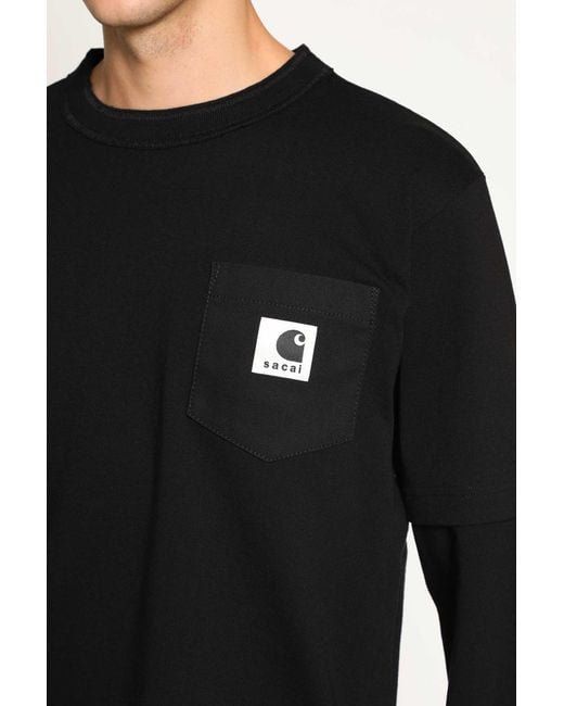 Sacai Cotton Jersey Long Sleeve Top in Black for Men | Lyst UK