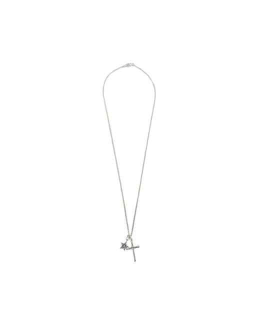 Emanuele Bicocchi Metallic Stella Notre Dame Cross Necklace for men