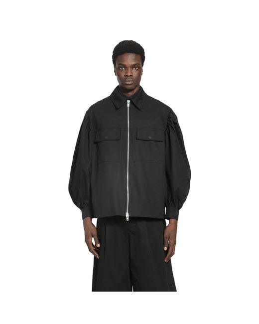 Simone Rocha Black Puff Sleeve Utility Pen Pocket Jacket for men