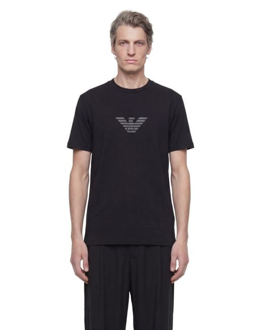Emporio Armani Black Pima-Jersey Logo T-Shirt for men