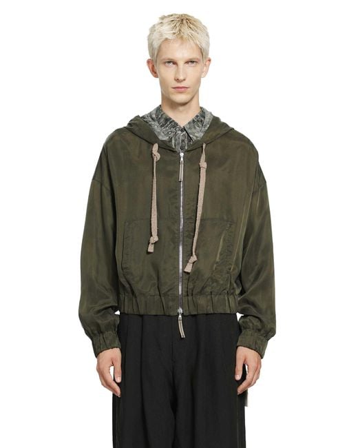 Ziggy Chen Green Croppped Full Zip Hoodie for men