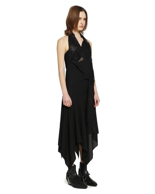 Junya Watanabe Black Asymmetric Lace Slip Dress