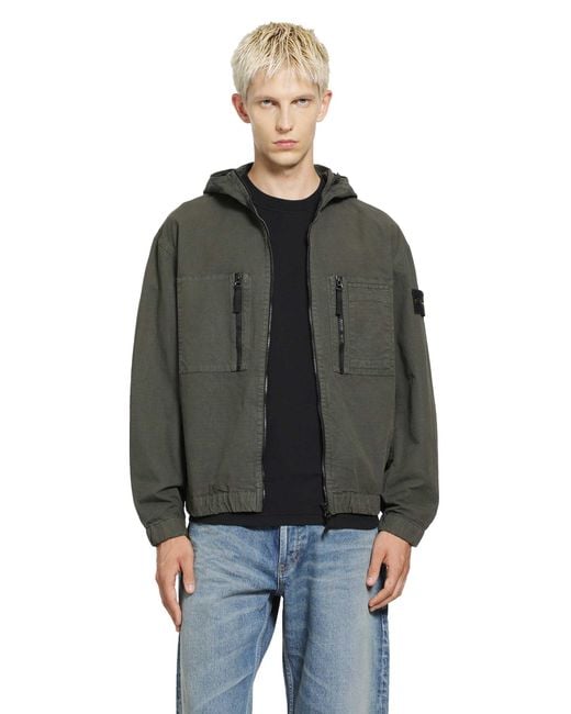 Stone Island Gray 1200011 Hooded Overshirt for men