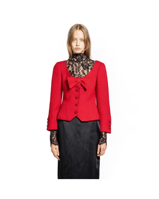 Valentino Red Bow Tweed Blazer