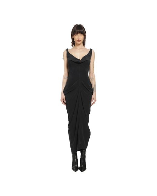 Yehuafan Black Gathered Dress