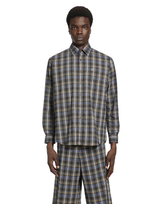 ERL Gray Checked Woven Shirt for men